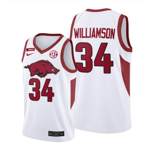 Men's Arkansas Razorbacks #34 Corliss Williamson 2021 White Stitched Jersey